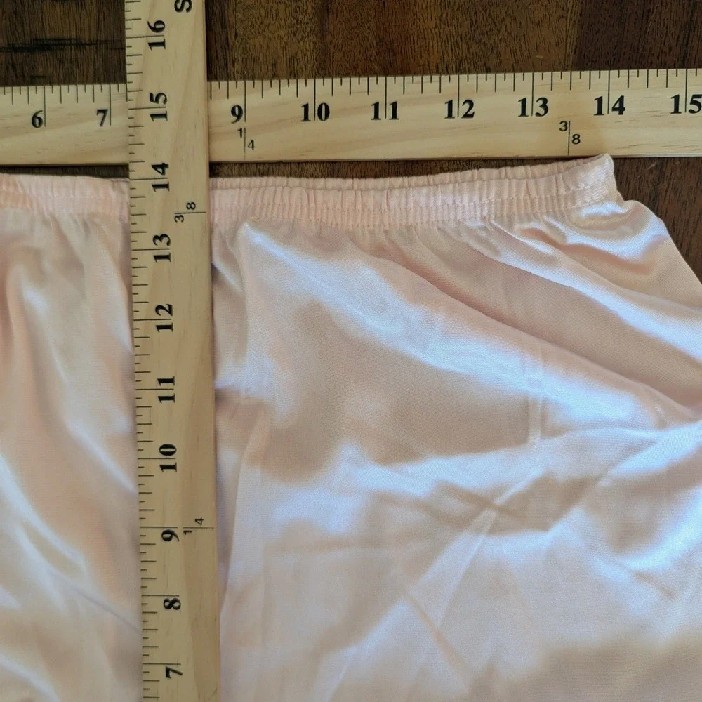 Vtg Vanity Fair Pajama 2‎ Pc Set Pink Lace Trim Antron III Nylon Silky Feel Lg